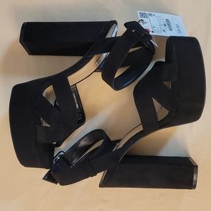Zara Synthetic Suede Platform Sandals